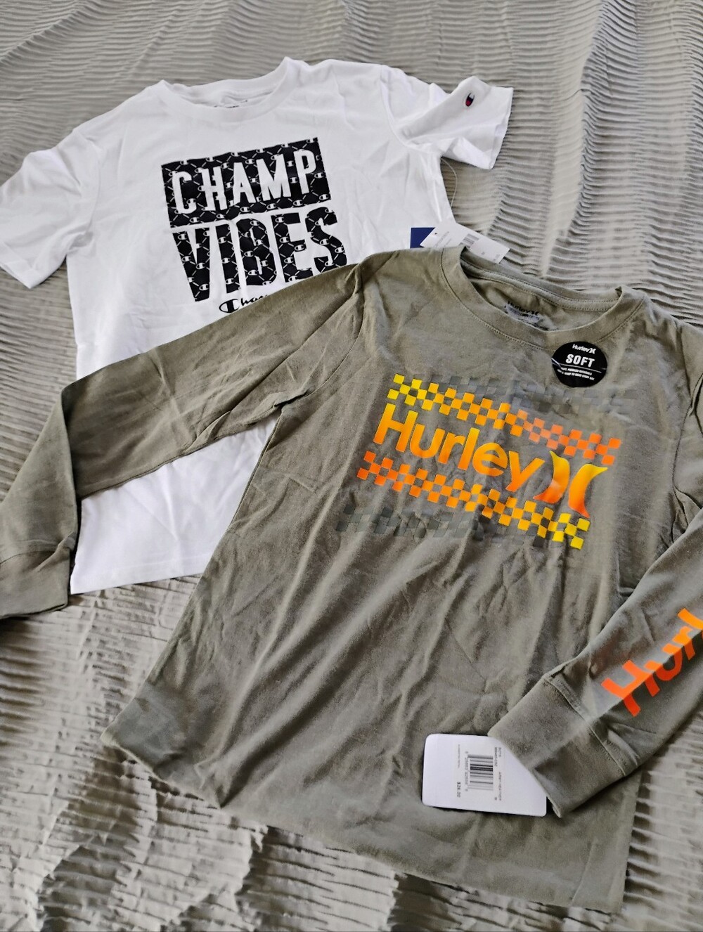Hurley Long Sleeve Shirt Champion T Shirt Boys Medium 10/12 Bundle Nwt